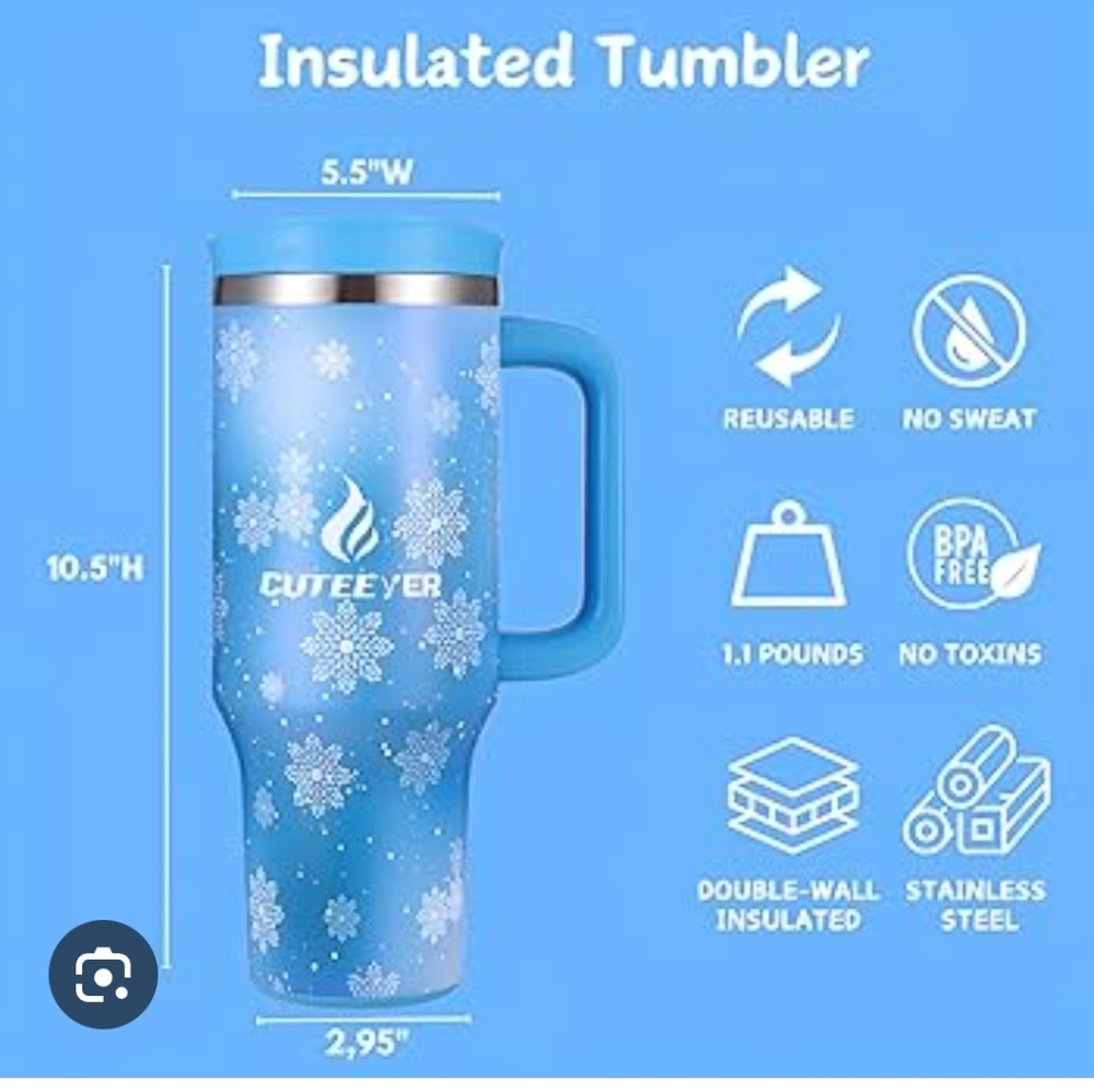 Cuteever Stainless Steel Blue Insulated Tumbler